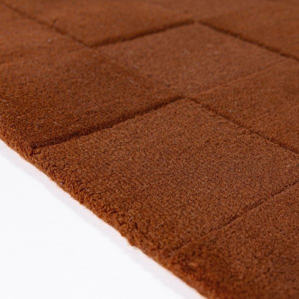 Terakotas oranžs ar rokām darināts vilnas paklājs 120x170 cm Checkerboard – Flair Rugs-image-2