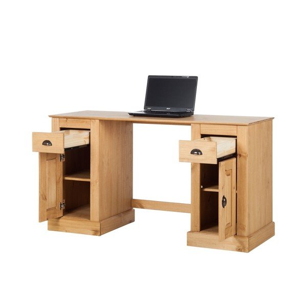 Støraa Tommy dabiskās priedes darba galds ar 2 durvīm-image-1