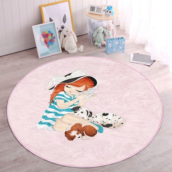 Rozā bērnu paklājs ø 120 cm Comfort – Mila Home-image-1