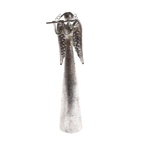 Metāla rotājums eņģeļa formā ar flautu Dakls, augstums 16,5 cm.