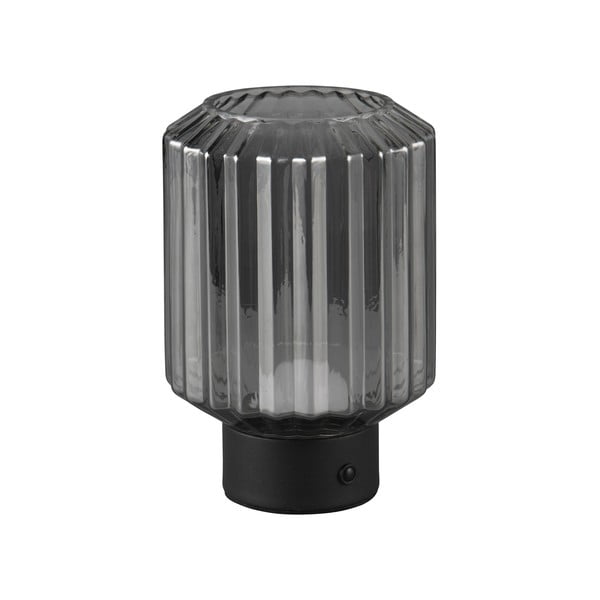 Melna/pelēka LED galda lampa ar regulējamu spilgtumu un stikla abažūru (augstums 19,5 cm) Lord – Trio