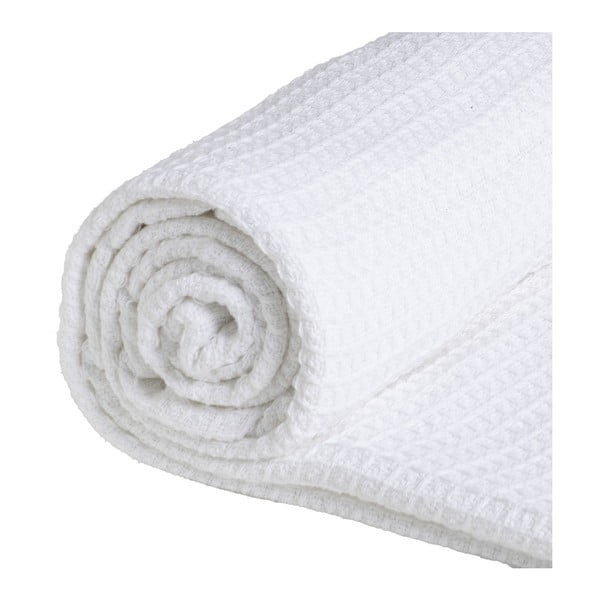 Balts gultas pārklājs no pārstrādātas kokvilnas 260x280 cm Honeycomb – Ixia-image-2