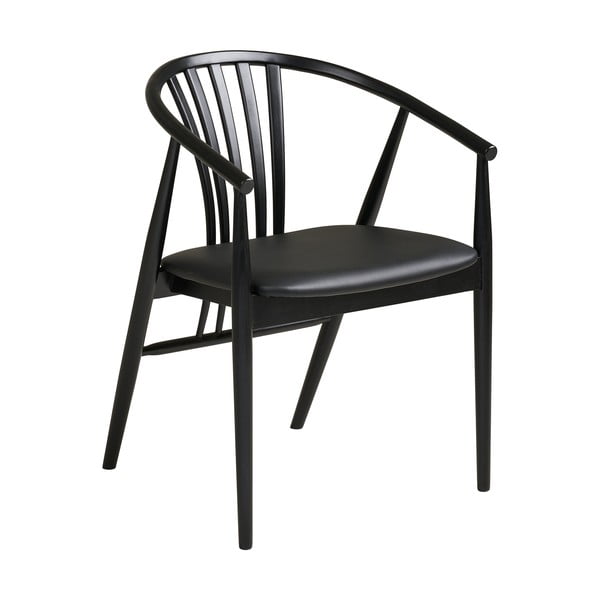 Melns dižskābarža masīvkoka pusdienu krēsls ar roku balstiem Agustin – House Nordic