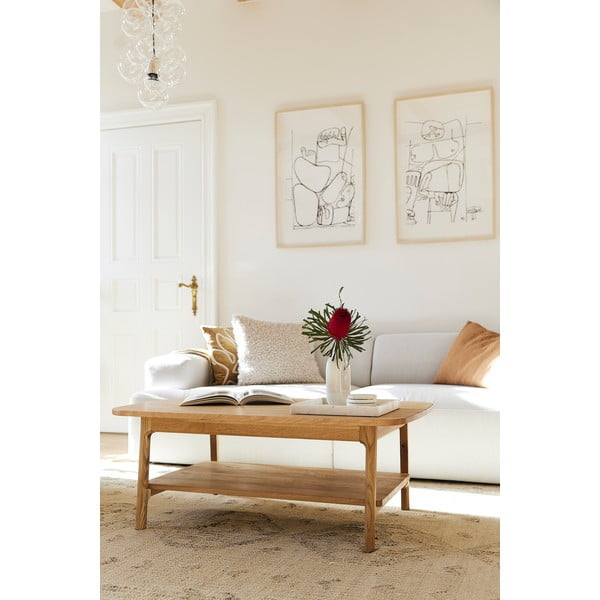 Dabīga toņa ozola masīvkoka žurnālgaldiņš 60x100 cm Twig – The Beds-image-3