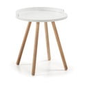 Balts sānu galdiņš ar koka pamatni Kave Home Bruk