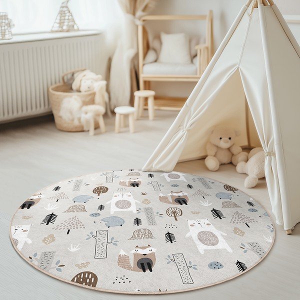 Mazgājams bērnu paklājs ø120 cm Forest Friends – Mila Home-image-2