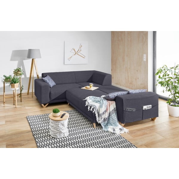 Antracīta pelēks salokāms/ar uzglabāšanas vietu stūra dīvāns (ar kreiso stūri/L veida) Classy Sophie – Miuform-image-4