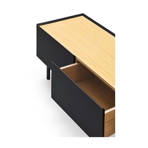 Melns/dabīga toņa TV galdiņš ar ozolkoka imitāciju 180x45 cm Arista – Teulat-image-2