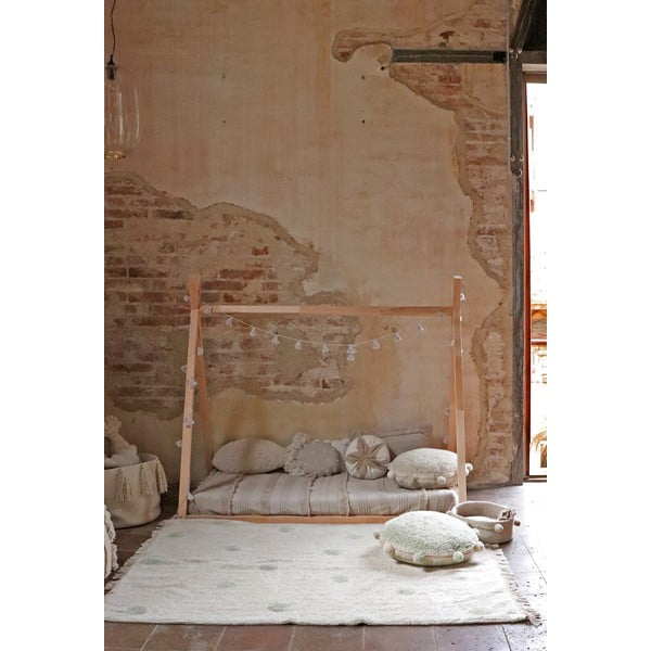 Haki/krēmkrāsas mazgājams/ar rokām darināts kokvilnas bērnu paklājs 120x160 cm Hippy Dots Olive – Lorena Canals-image-3