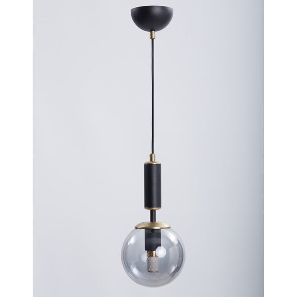 Melna/pelēka piekaramā lampa ar stikla abažūru ø 15 cm Hector – Squid Lighting