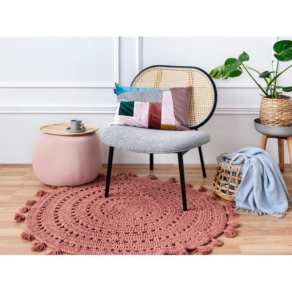 Vecrozā ar rokām darināts kokvilnas paklājs Nattiot Nila, ø 120 cm-image-1