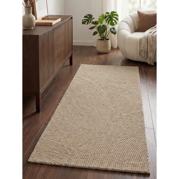 Bēšs ar rokām darināts vilnas celiņa paklājs 80x200 cm Calmio – Hanse Home-image-1