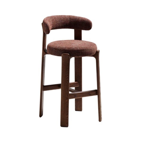 Brūns/tumša dabīga toņa oša masīvkoka bāra krēsls (sēdekļa augstums 75 cm) Granite – Kave Home