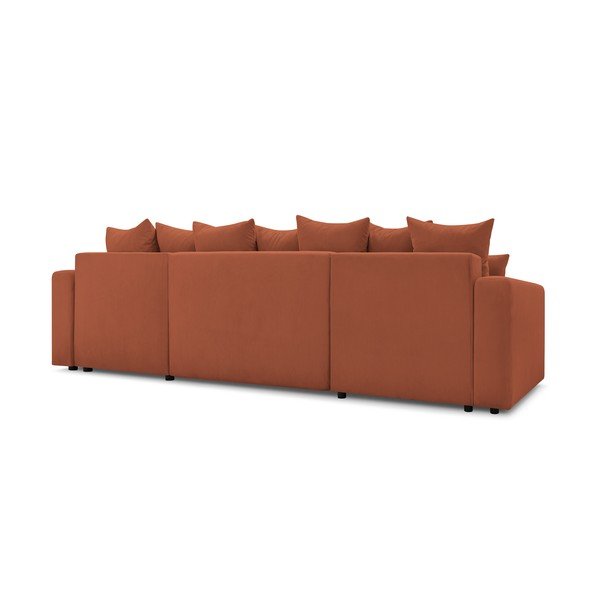 Oranži sarkans velveta U-veida dīvāns Bobochic Paris Envy-image-4