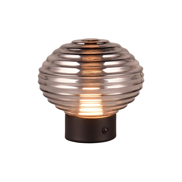 Melna/pelēka LED galda lampa ar regulējamu spilgtumu un stikla abažūru (augstums 14,5 cm) Earl – Trio-image-1