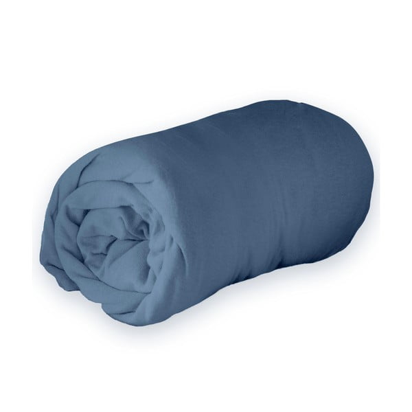 Tumši zils trikotāžas palags ar gumiju 90x190 cm Jersy – douceur d'intérieur-image-1