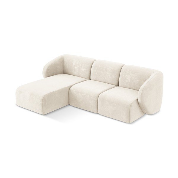 Bēšs stūra dīvāns no šenila auduma (ar kreiso stūri/ar zvilni) Lani – Makamii-image-2