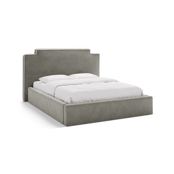 Tumši pelēka polsterēta divvietīga gulta ar veļas kasti ar redelēm 160x200 cm Princess – Micadoni 