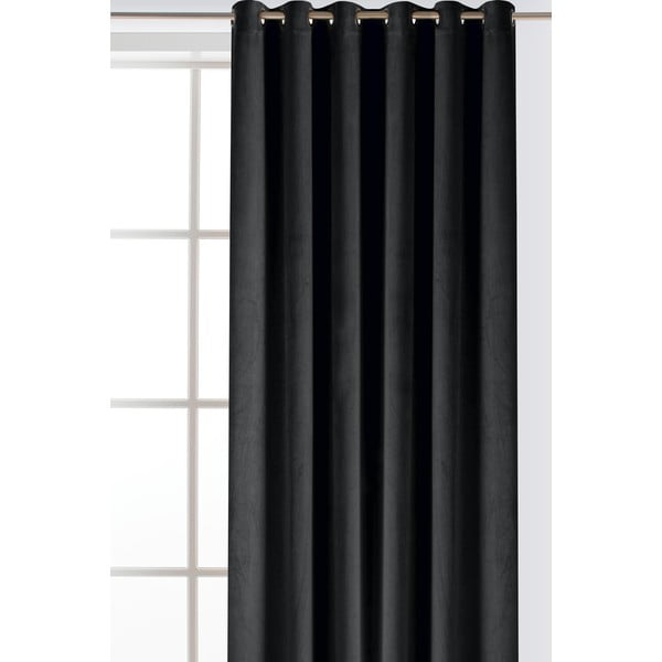 Melns samta daļēji gaismu necaurlaidīgs aizkars 140x225 cm Velto – Filumi-image-3
