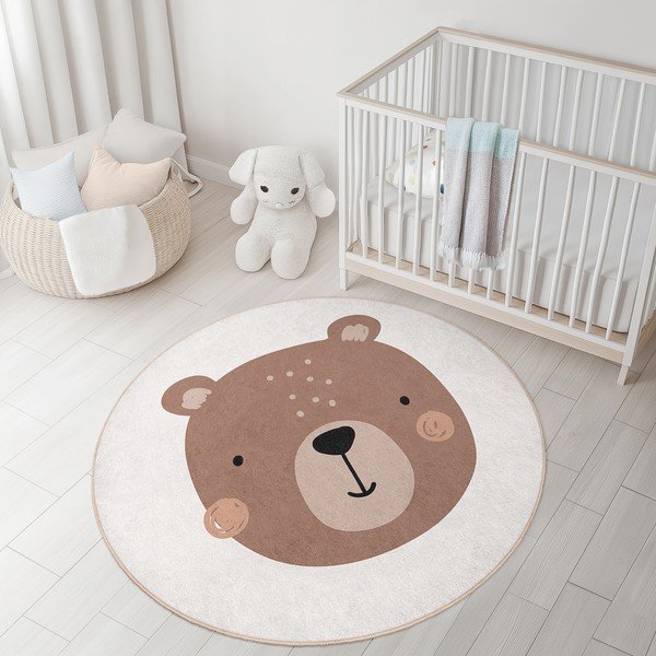 Brūns/krēmkrāsas mazgājams bērnu paklājs ø120 cm Teddy Bear – Mila Home-image-2