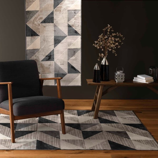 Pelēks/bēšs paklājs no kokvilnas maisījuma 68x110 cm Graphic – douceur d'intérieur-image-2