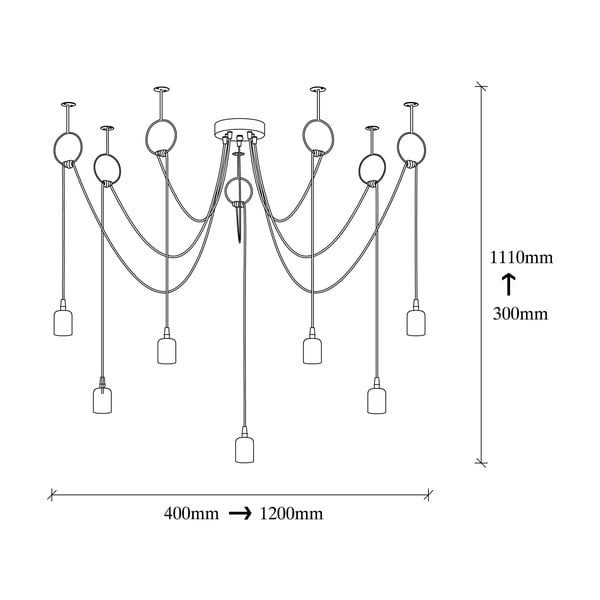 Melns griestu lampa ar 7 spuldzēm Opviq lights Sirin-image-3