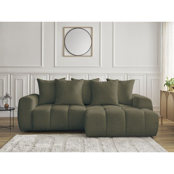 Haki salokāms stūra dīvāns no buklē auduma ar uzglabāšanas vietu (ar labo stūri/ar zvilni) Roxelane – Bobochic Paris-image-1