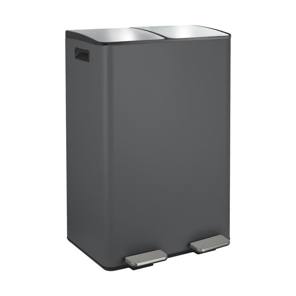 Tumši pelēka atkritumu šķirošanas tērauda atkritumu tvertne ar pedāli 2x30 l   Aliya – Spirella
