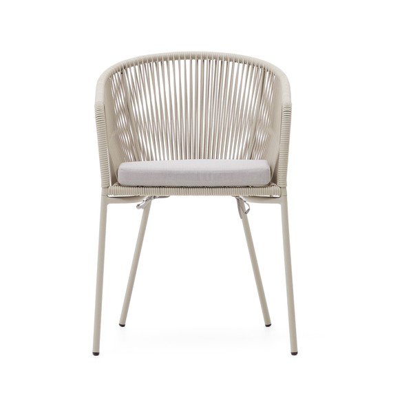 Krēmkrāsas metāla/polsterēts dārza krēsls Yanet – Kave Home-image-2