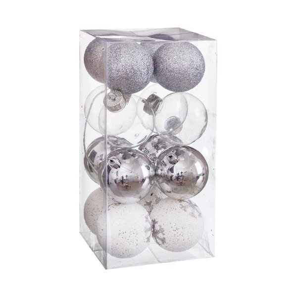 16 Ziemassvētku rotājumu komplekts sudraba krāsā Unimasa Foam, ø 6 cm