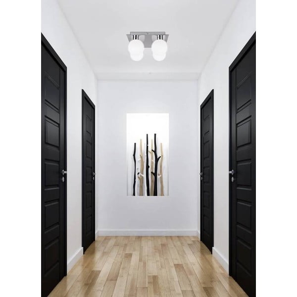 Griestu lampa sudraba krāsā ar stikla abažūru 25x25 cm Oden – Candellux Lighting-image-2