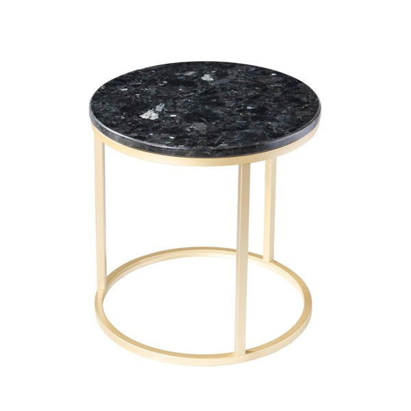 Melns granīta galds ar zelta pamatni RGE Crystal, ⌀ 50 cm