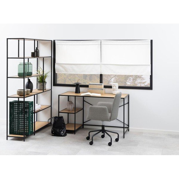 Melns/dabīga toņa grāmatplaukts ar ozolkoka imitāciju 135x185 cm Seaford – Actona-image-1