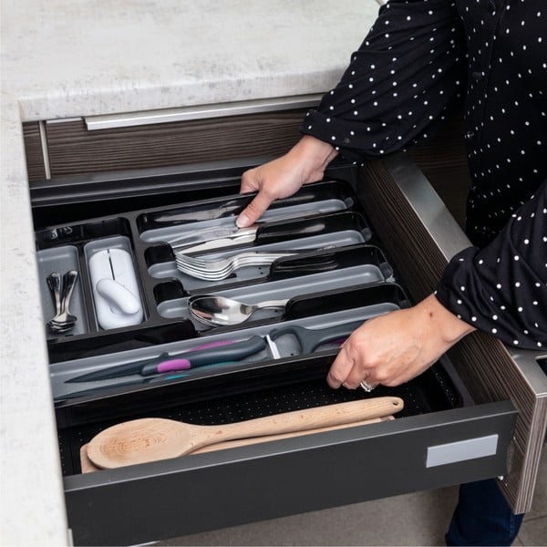 Melns/pelēks izvelkams plastmasas organizators atvilktnei 41,5 x 35 cm – Addis-image-3