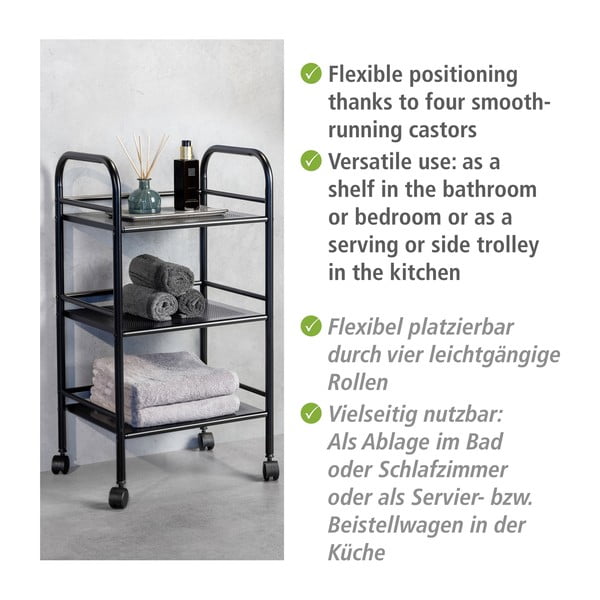 Melns metāla plaukts uz riteņiem 41x75 cm – Wenko-image-4