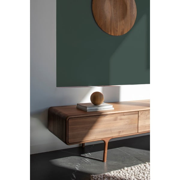 Brūns valrieksta masīvkoka TV galdiņš 220x45x45 cm Fawn – Gazzda-image-4