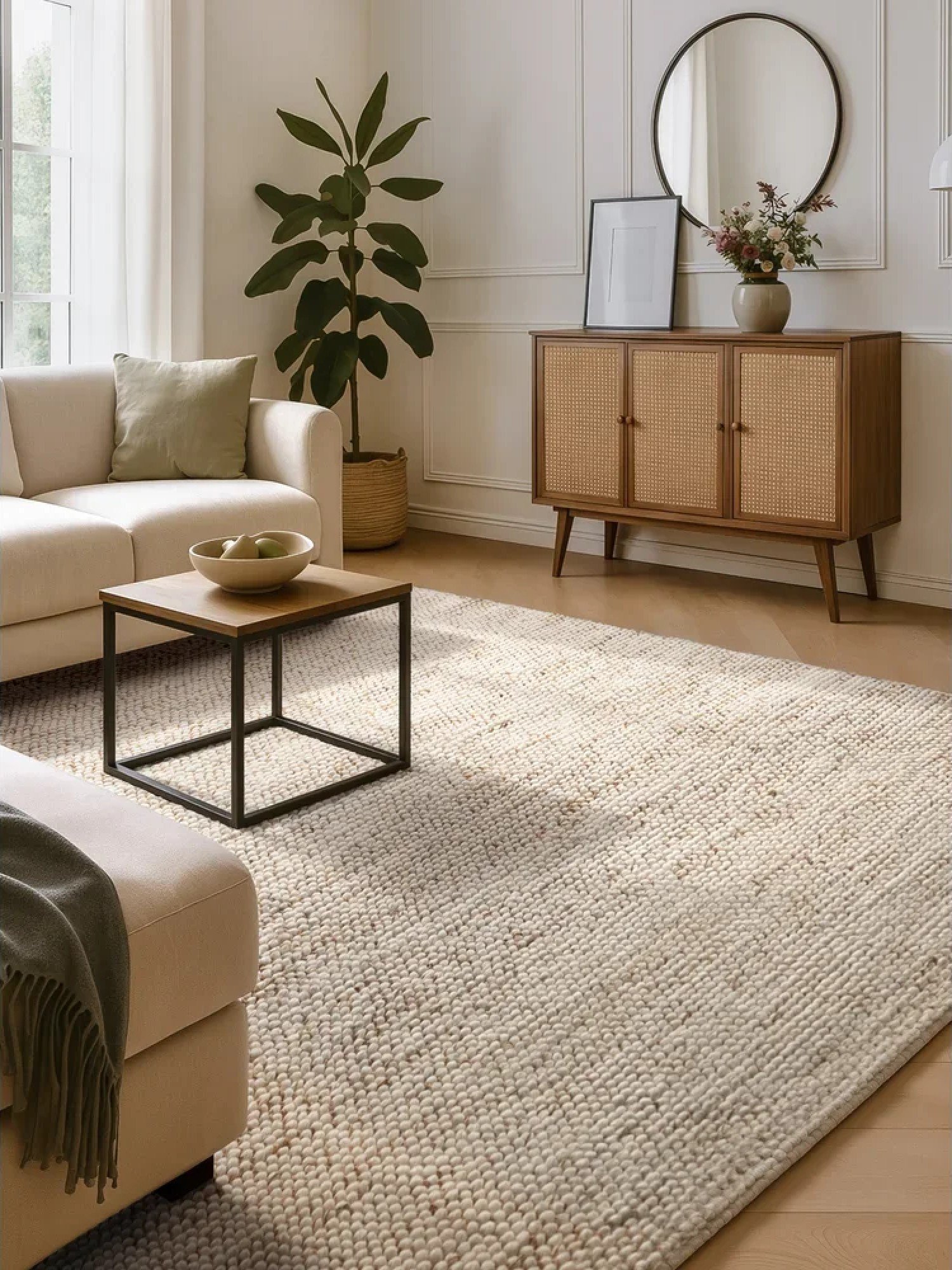 Taisnstūra formas paklājs ir droša izvēle.