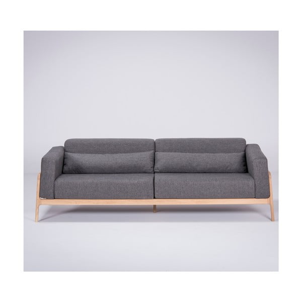 Tumši pelēks dīvāns ar ozolkoka konstrukciju Gazzda Fawn, 240 cm