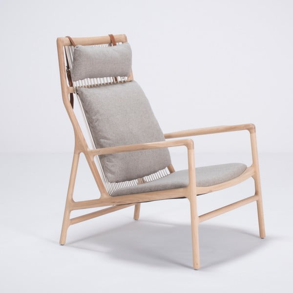 Ozolkoka krēsls ar pelēku auduma sēdekli Gazzda Dedo