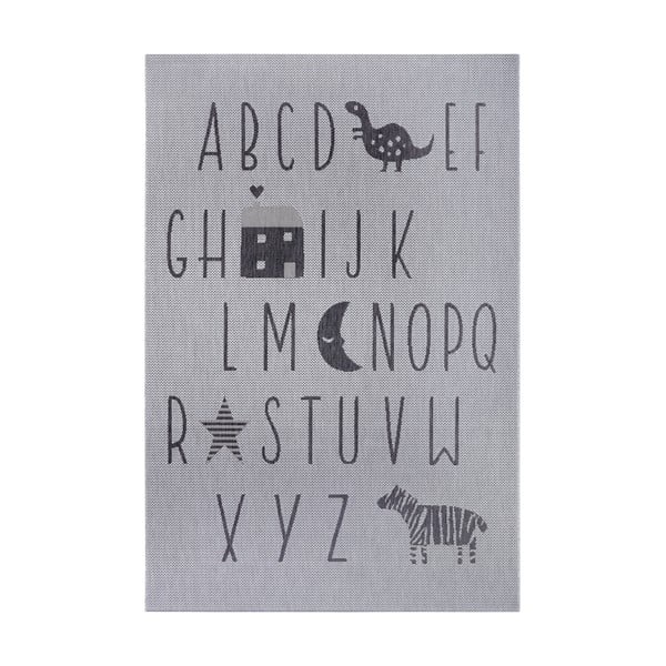 Pelēks bērnu paklājs Ragami Letters, 80 x 150 cm