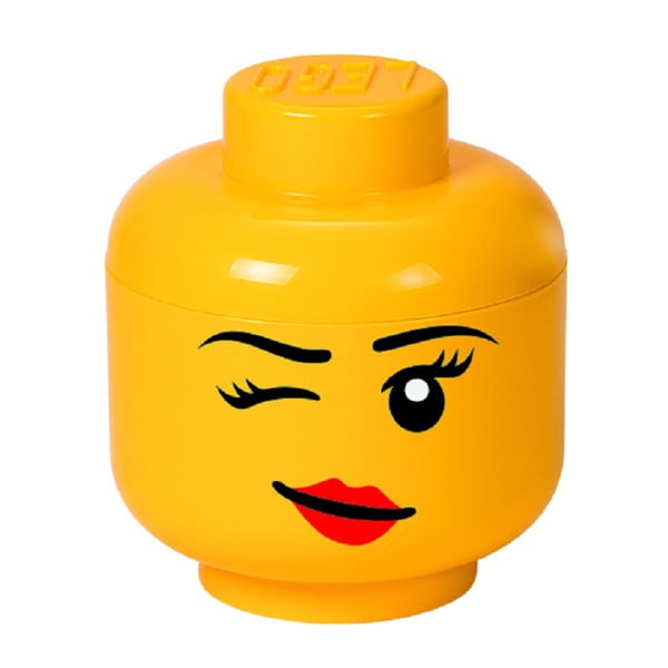 Dzeltena glabāšanas kaste LEGO® Winky galvas formā, ⌀ 16,3 cm
