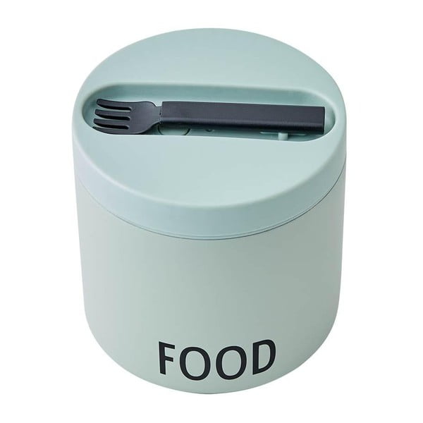 Zaļo uzkodu termo kaste ar karotīti Design Letters Food, augstums 11,4 cm