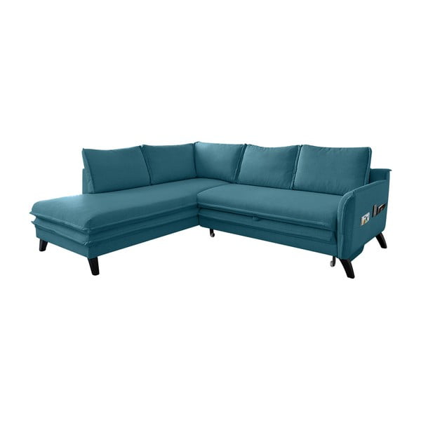 Tirkīza zils izlaižams stūra dīvāns Miuform Charming Charlie L, kreisais stūris