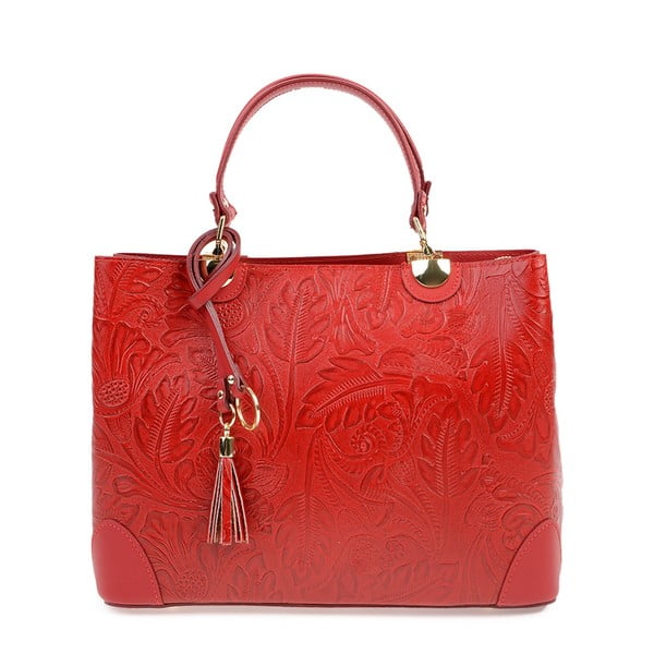 Sarkana ādas somiņa Carla Ferreri Floral