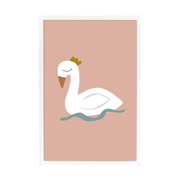 Sienas plakāts baltā rāmī Bloomingville Mini Xander Swan, 45 x 65 cm