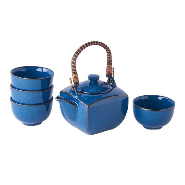 Zils keramikas tējas komplekts (5 gab.) MIJ