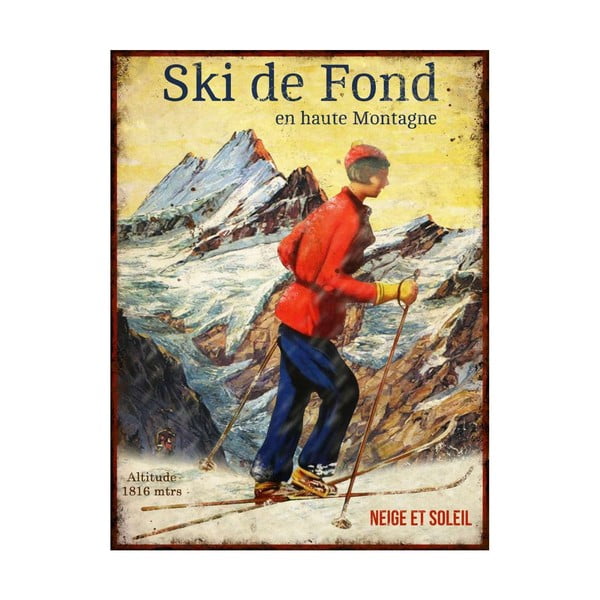 Kovová cedule Antic Line Ski de Fond, 25 x 33 cm