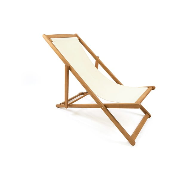 Bēšs saliekamais dārza atpūtas krēsls no akācijas koka Bonami Essentials Deck