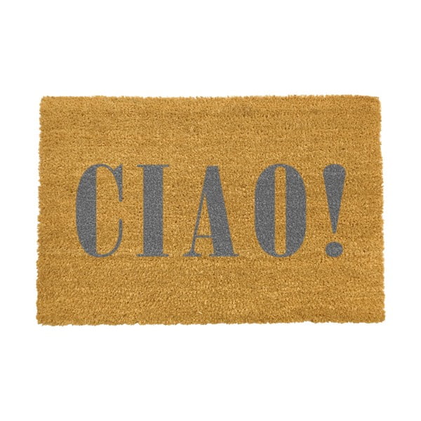 Dabīgās kokosšķiedras paklājs Artsy Doormats Ciao Grey, 40 x 60 cm