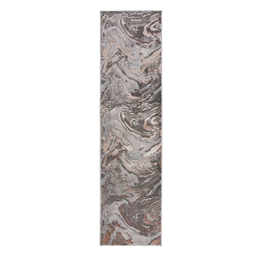 Pelēki bēšš paklājs Flair Rugs Marbled, 80 x 300 cm